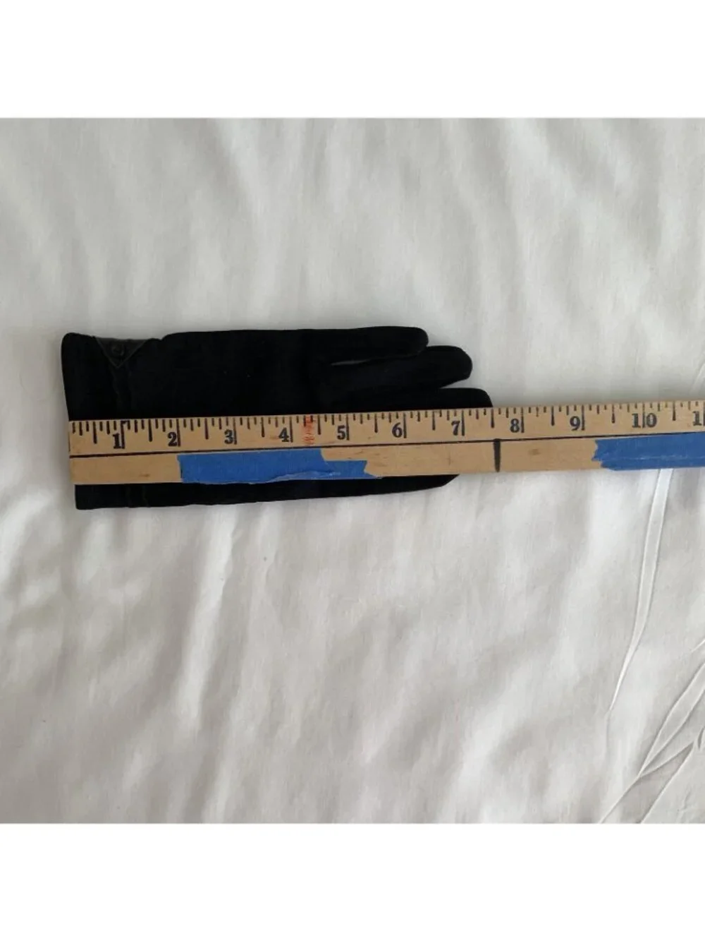 Vintage 8” Womens Short Black Nylon Gloves Small